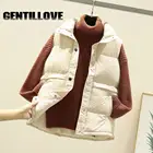 Женский стеганый жилет, зимний Повседневный пуховик без рукавов, однотонные, стиль Харадзюку