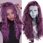 Харизма длинный волнистый парик фронта шнурка фиолетовый цвет синтетический парик термостойкие волокна волосы косплей парики для женщин серые парики