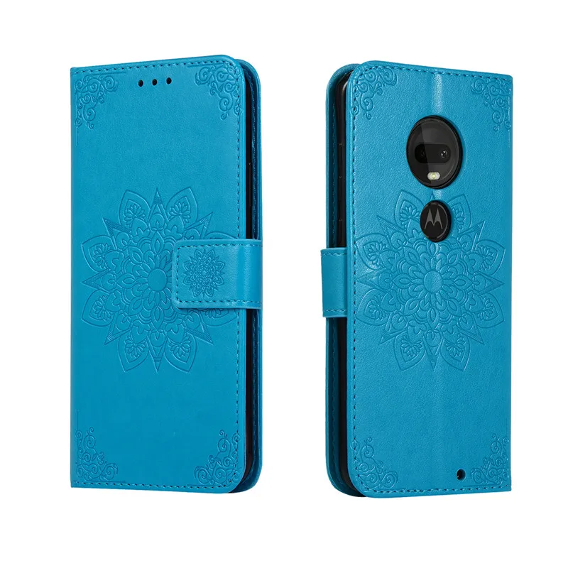 Embossed Flip Wallet Leather Case For Motorola Moto G7 Plus Play Power Fundas E5 G6 Cover Etui Back Capa |