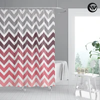 nordic printing red gray wave geometric design kids bath shower curtain fancy designers waterproof bathroom bathtub curtain