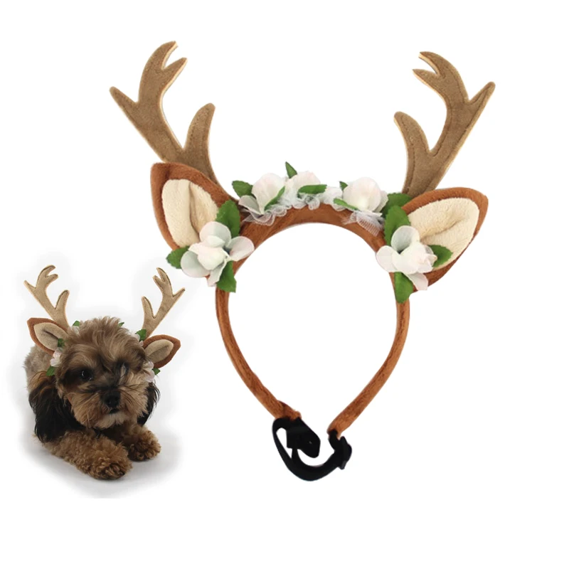 

Christmas Pet Headband Deer Horn Hat Costume Dog Puppy Cat Cosplay Party Product Headwear Caps Hat For Dog Cats