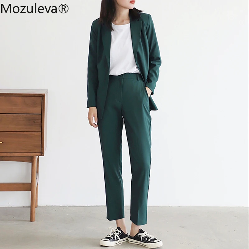 Mozuleva 2020 Винтаж зеленый Для женщин костюм с блейзером длинным рукавом на одной