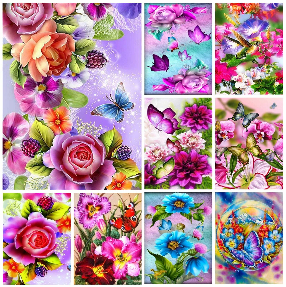 

5D Diamond Embroidery Butterfly Flower Full Square Drill DIY Diamond Painting Cross Stitch Handicraft Handmade Gift Decoration