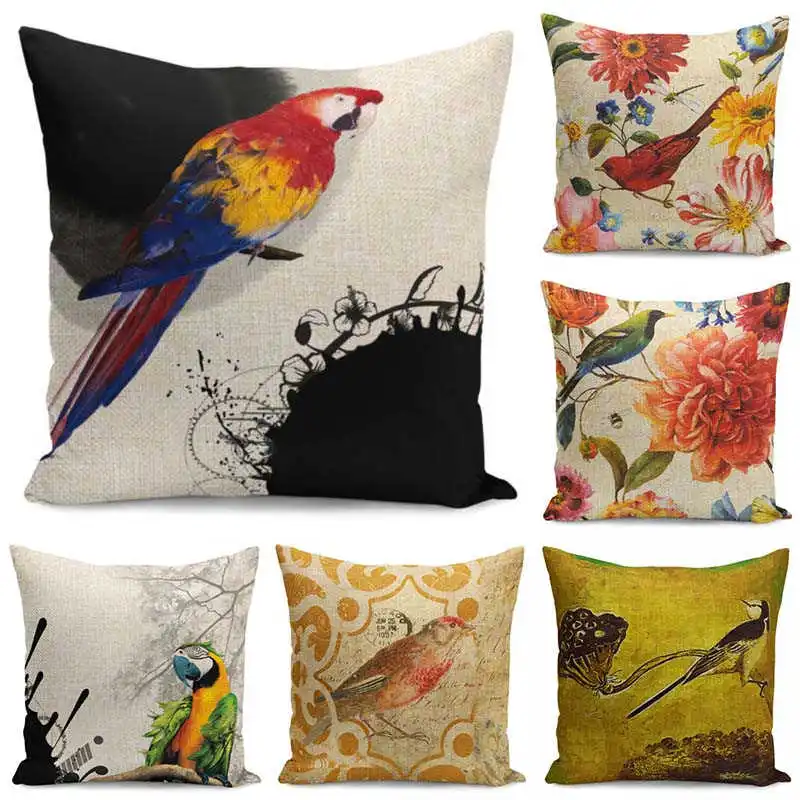 

Funny Parrot Bird Throw Print Pillow Case Cushion Cover Sofa Square 18" Home Sofa Chair Decor