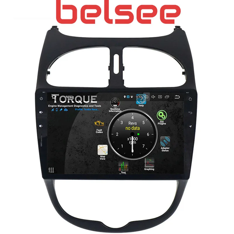 Belsee 9&quot Touch Screen Android 9.0 octa core Ram 4+64GB Head Unit Car Radio GPS Navigation Multimedia Player for Peugeot 206 |