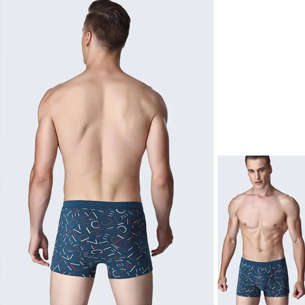 

MISSKY 1pc Men's Boxer Panties Cotton Letter Pattern Breathable Comfortable Underpants Male Underwear New
