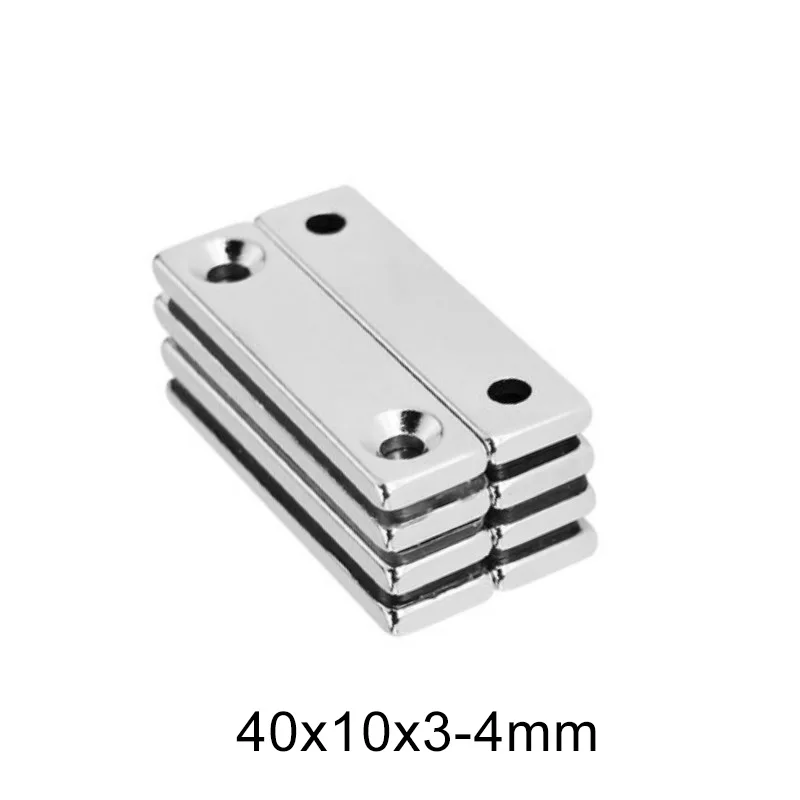 

5~50PCS 40x10x3-4 N35 Magnets Countersunk Holes 4mm Long Sheet Permanent Magnetic 40*10*3 Neodymium Magnet 40*10*3-4 40x10x3