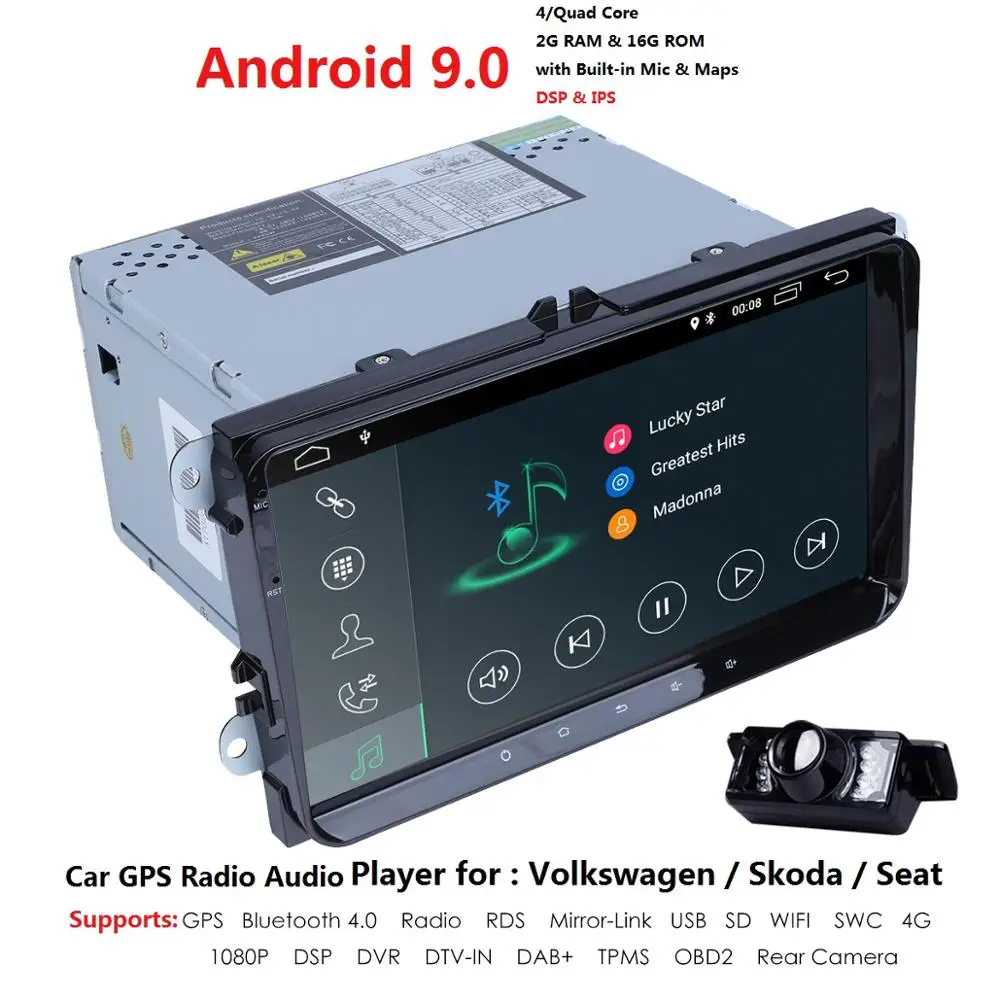 Android 9,0 " 2din Авто Аудио для VW POLO GOLF 5 6 POLO PASSAT B6 CC JETTA TIGUAN TOURAN EOS SHARAN SCIROCCO CADDY gps Navi