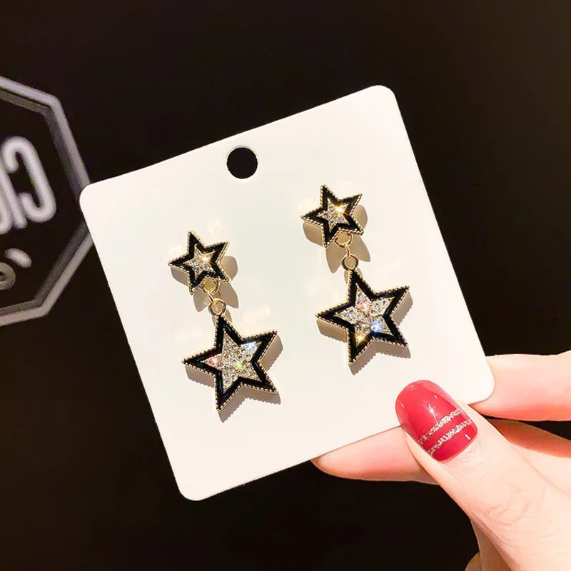 Buy Vintage Crystal Star Drop Earrings for Women Punk Korean 2020 Party Jewelry Gift Wholesale Pendientes on