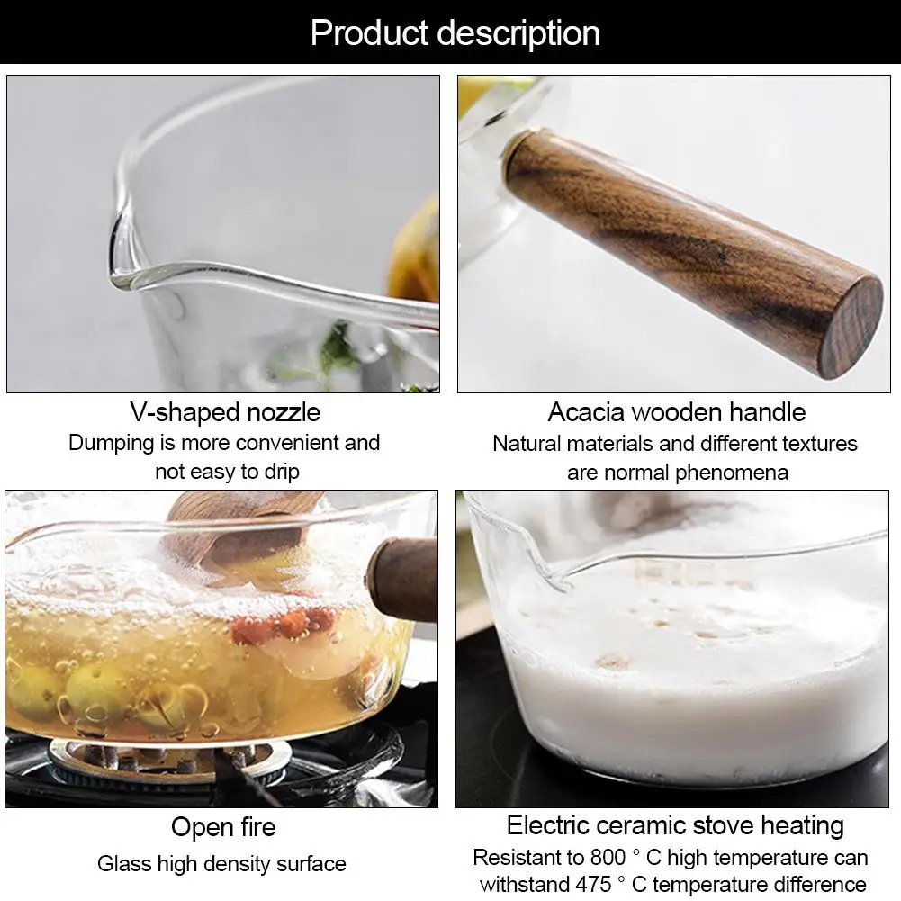 Стеклянный маленький горшок бытовой кухонный суп молочный горячий лапша