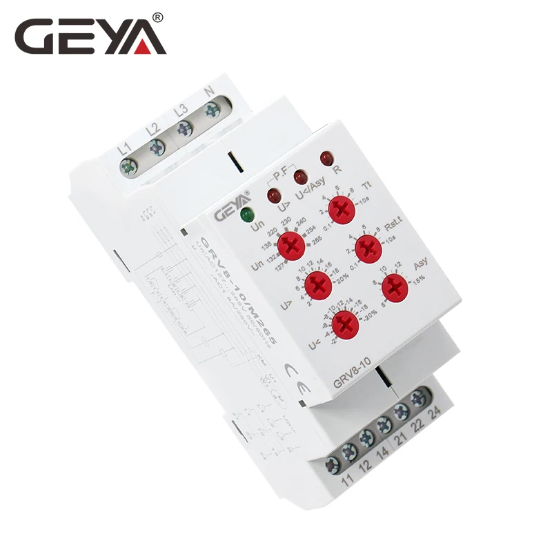 GEYA GRV8-10, новинка, 36 мм, ширина, 3 фазы, реле контроля напряжения с временем сброса, 0,1 s-10 s, реле управления напряжением 220 В