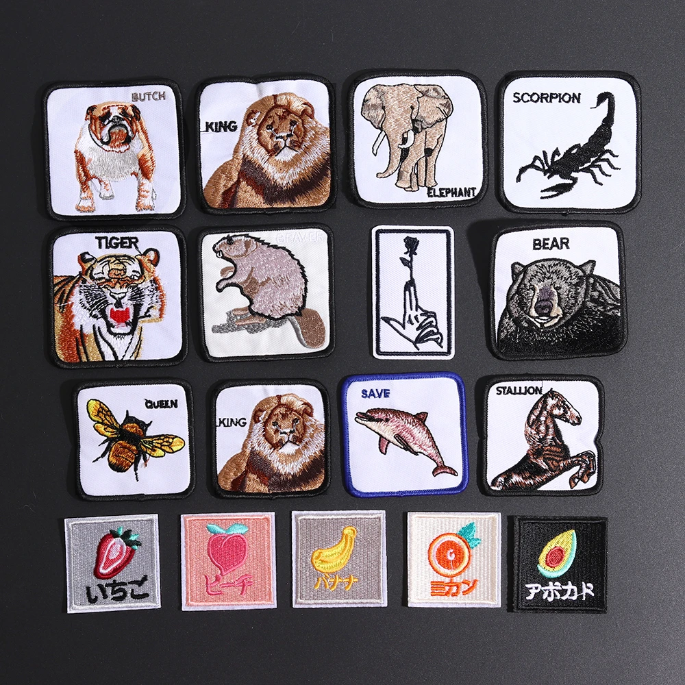 Железный со шнуровкой на квадратных Животных Патчи для глажения вышитым тигром