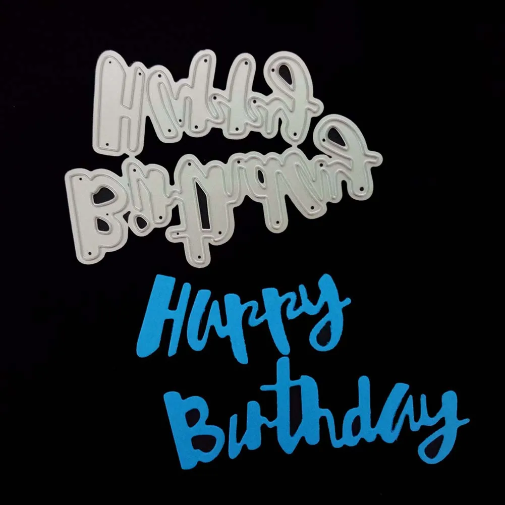 Newly Happy Birthday Words Carbon Steel Cutting Dies Stencil Stamps for DIY Scrapbooking Cards Craft | Дом и сад