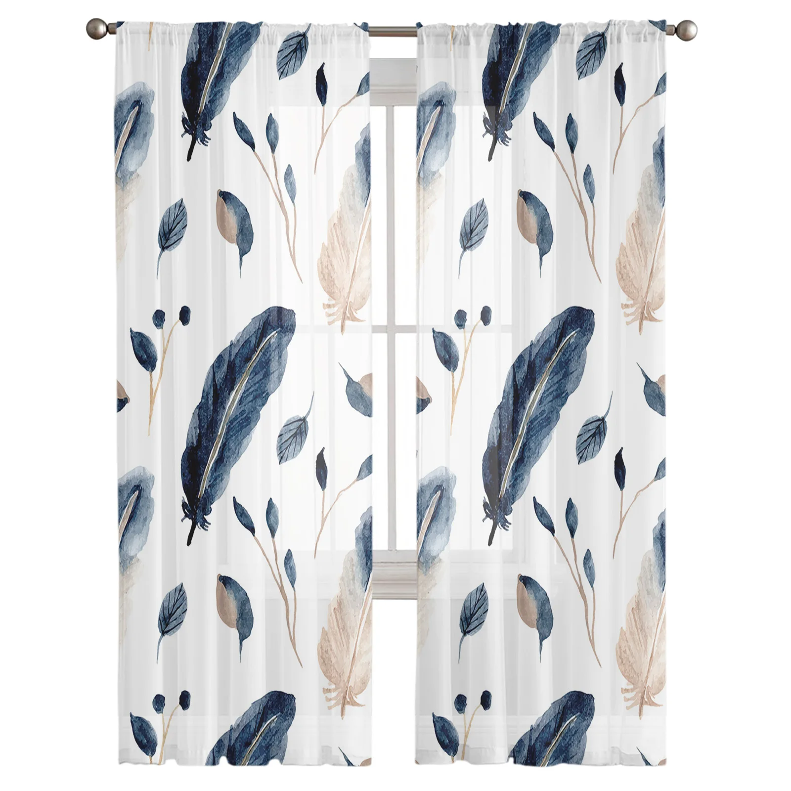 Роскошные занавески акварель синее перо павлина Кухня Спальня Гостиная шторы