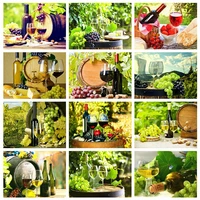 1418222528ct only 11ct printing scenery embroidery wine mosaic picture of kitchen home decoration