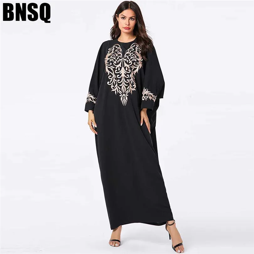 Черное Абая кафтан Дубай мусульманское платье турецкая исламская одежда для