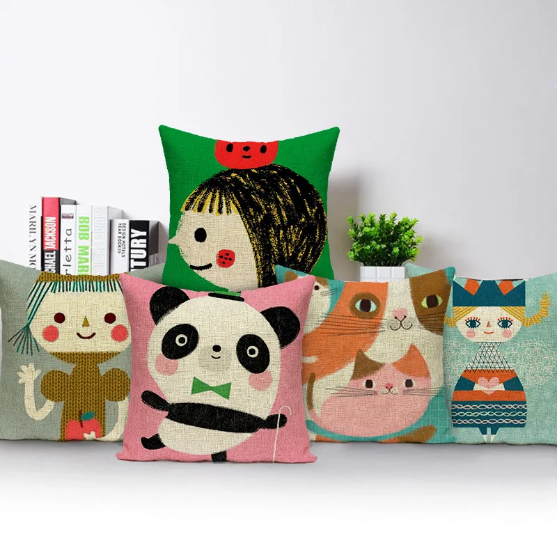 Льняная наволочка с принтом для маленькой девочки декоративные подушки в виде