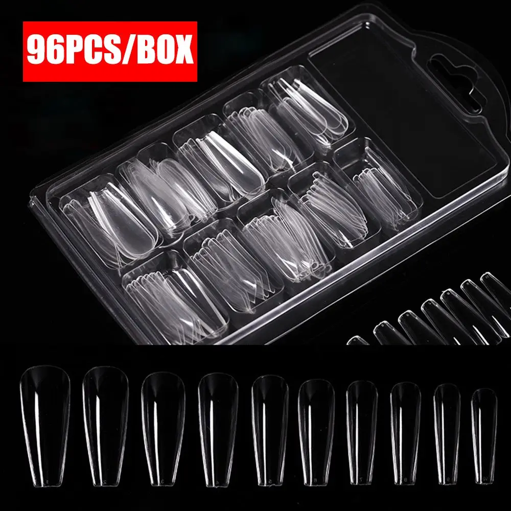 

96Pcs/Box Clear/Matte UV Gel DIY Beauty Tools Manicure Coffin Fake Nails Ballerina/Stiletto False Nail Tips Full Cover