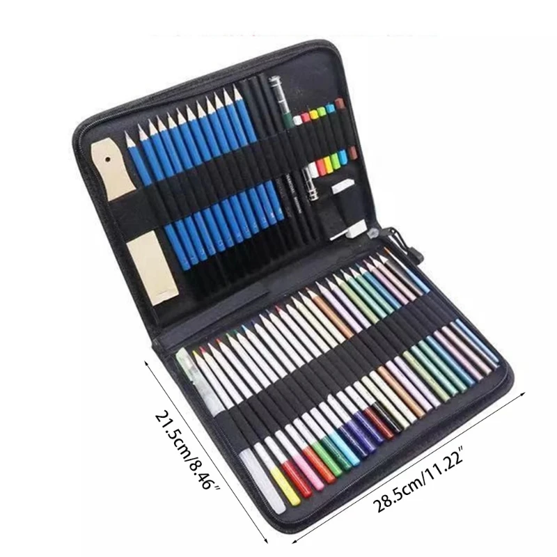 

51pcs Drawing Sketch Pencils Set Charcoal/Graphite/Watercolor/Metallic/Colored Pencil for Painting School Students Art Supplies