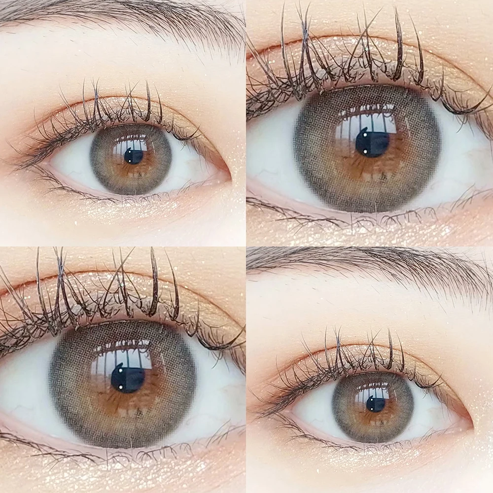 eyewish 2pairpcs natural lenses contact lenses for eyes cream 2 tone series natural pupil eye color lens yearly usedla14 2mm free global shipping