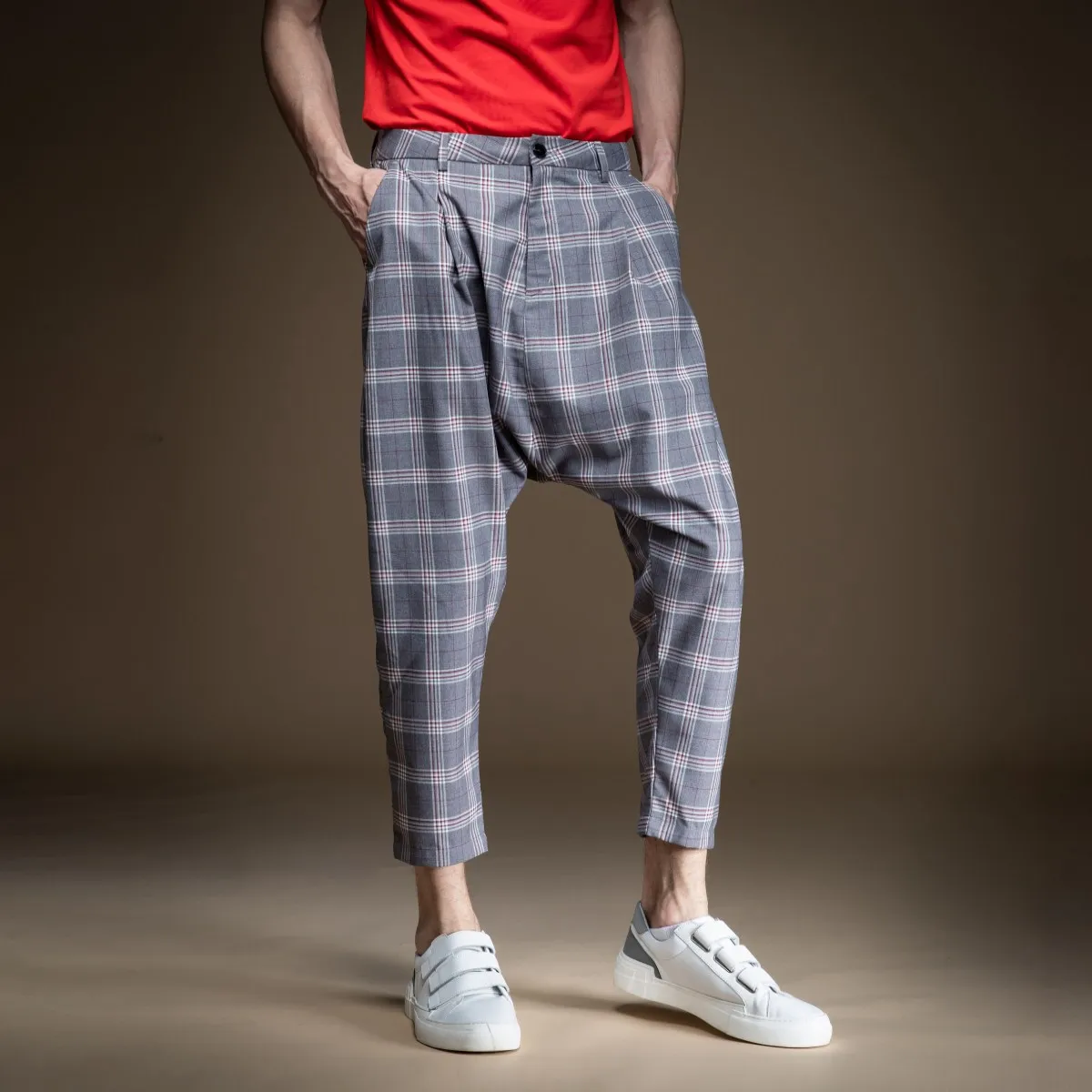 Pinli 2020 Spring New Slim English lattice Pencil pants Men's Business Casual Harem Ankle-length Pant B201317094 | Мужская одежда