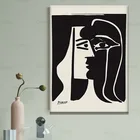 Декор для дома, Пабло Пикассо, черно-белая Картина на холсте, настенный художественный плакат, модульная рамка для картины для прикроватного фона