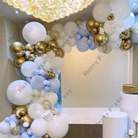 145pcs baby shower boy birthday decoration balloon garland arch kit white blue latex globos chrome gold balloons christmas decor