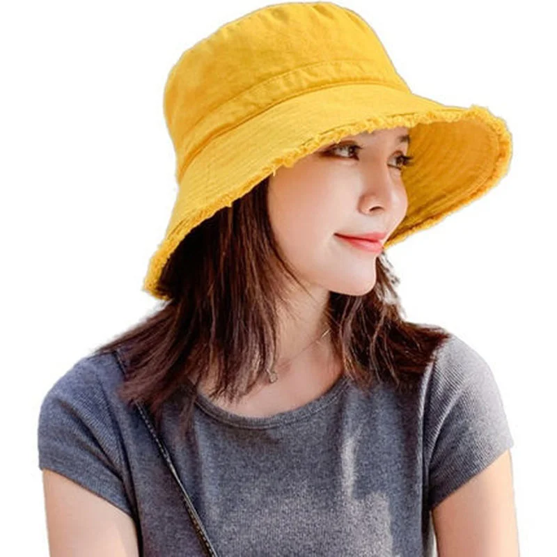 

2021 Pure Cotton Fashion Korean Casual Ladies Bucket Hat Fisherman Hat Beach Travel Hat Female Breathable Sun Hat fishing hats