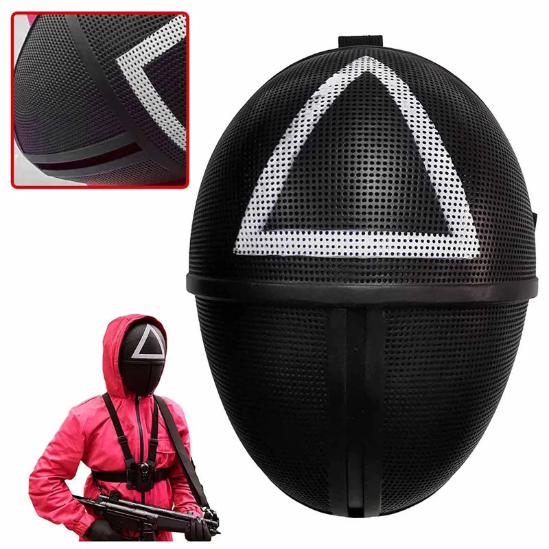 

Unstretchable Plastic Squid Game Cosplay Party Triangle Square Circle Boss Red Hood Man Headgear Costume Props Mask