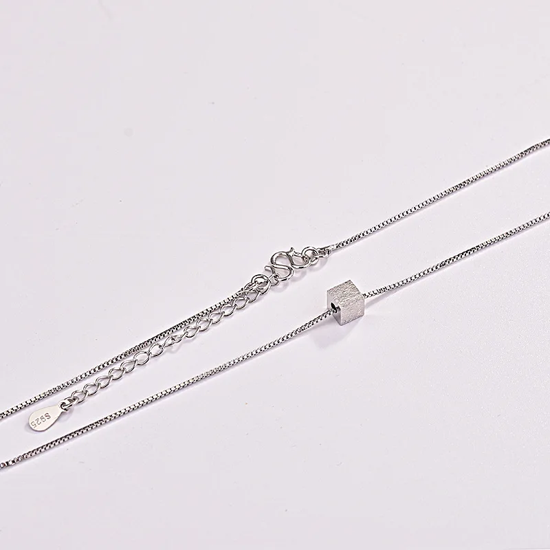 

925 Silver Color Necklace Square Cube Pendants for Women Colgantes De Chalcedony Luxury Bizuteria Wedding 925 Pendant Jewelry