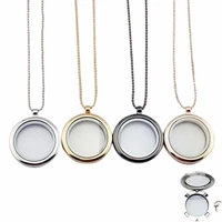 necklace jewelry making for women floating locket 30mm can open magnet glass locket pendat living memory fashion round