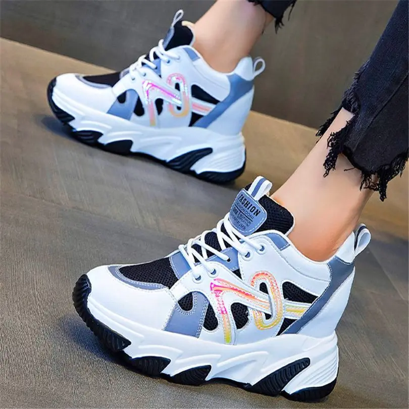 

Fashion Sneakers Women Platform Shoes Leather Ankle Boots Hidden Wedge High Heels Oxfords Casual Shoes 34 35 36 37 38 39