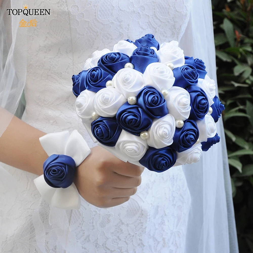 TOPQUEEN F4 RBL свадебный букет невесты искусственные розы букеты шелковые с ручкой