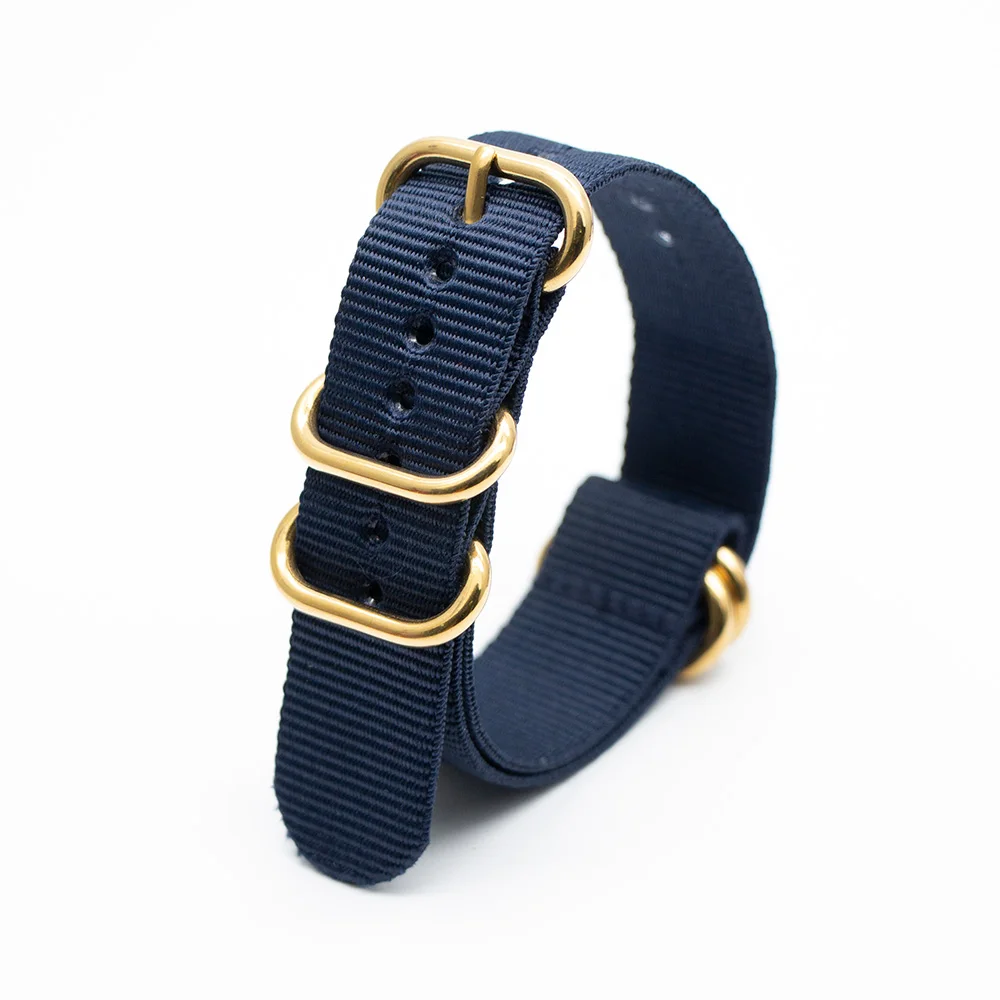 Navy Blue Solid Color Belt Sports Watch Band 18MM 20MM 22MM  Nylon Strap For NATO Men's Women's Wristband Stainless Steel Buckle images - 6