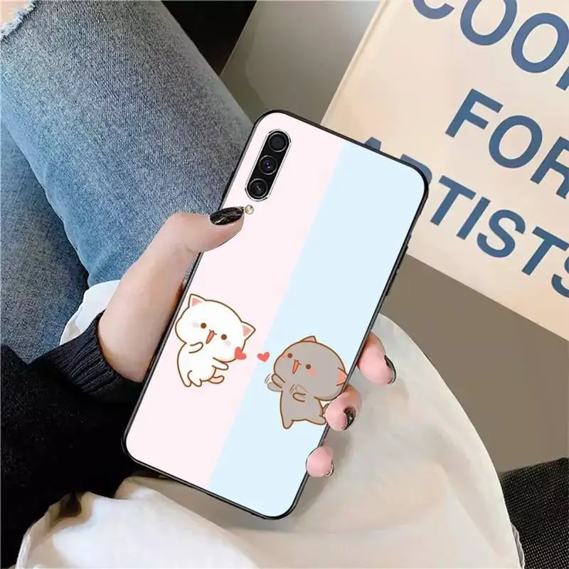 

Cartoon cute peach cat luxury Phone Case shell For Samsung galaxy S 9 10 20 A 10 21 30 31 40 50 51 71 s note 20 j 4 2018 plus