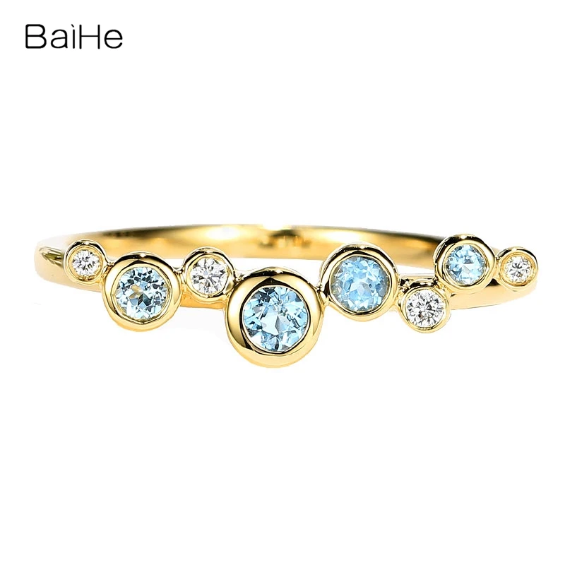 BAIHE однотонный 14K желтый/розовый/белый золотой светильник голубой топаз