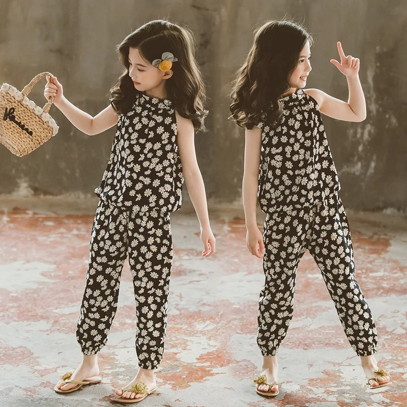 

Children Clothes Summer 2020 New Style Baby Girls Clothing Sets Fashion Printing Kids Sleeveless Shirts+Pants 2Pcs Suit Outfits