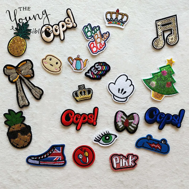

New DIY Letter Bowknot Patch Kids Iron On Cartoon Patches For Clothes Stickers Custom Cheap Embroidered Cute Patches Applique