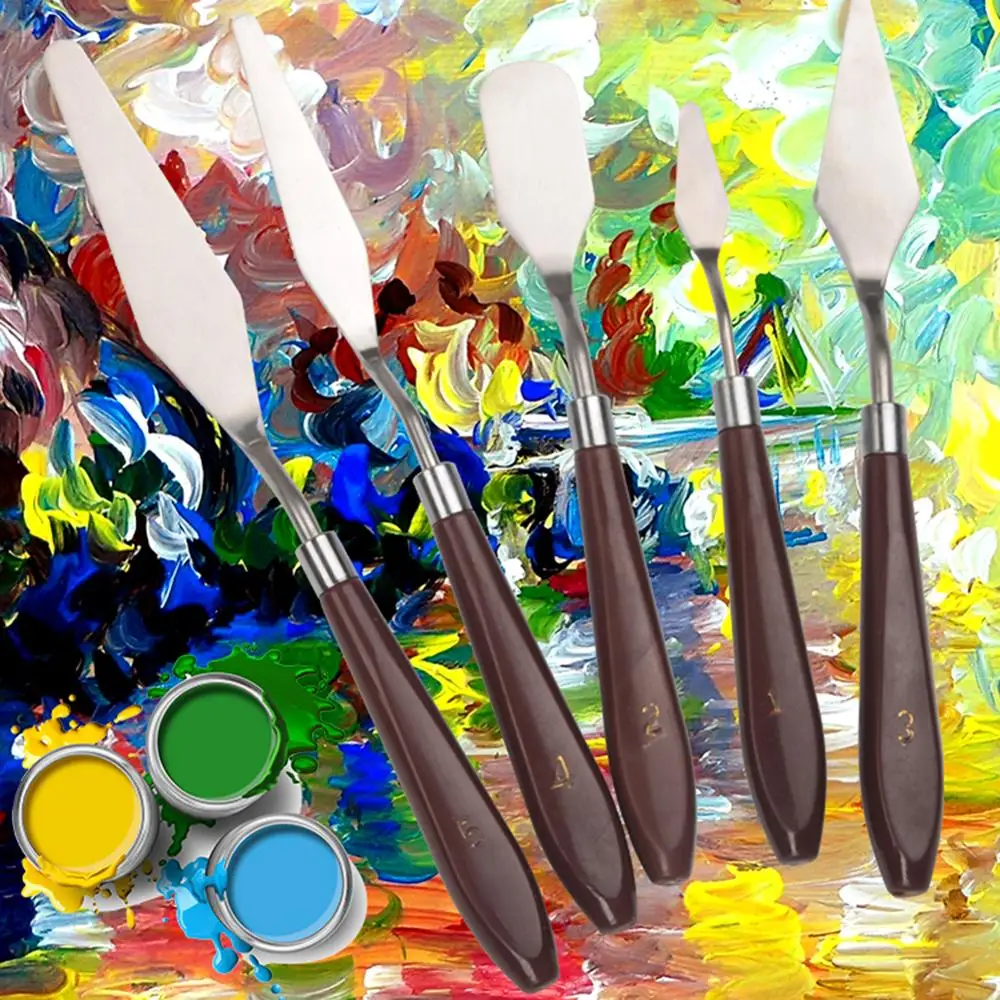 

5pcs/set Stainless Steel Oil Painting Knives Artist Crafts Spatula Palette Knife Set Oil Painting Mixing Knife Scraper Art Tools
