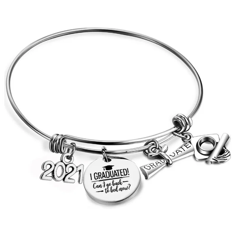 

2021 Adjustable Metal Bracelet Lettering I Graduated My Story Is Just Beginning Teacher's Day Back To School Graduation Gift