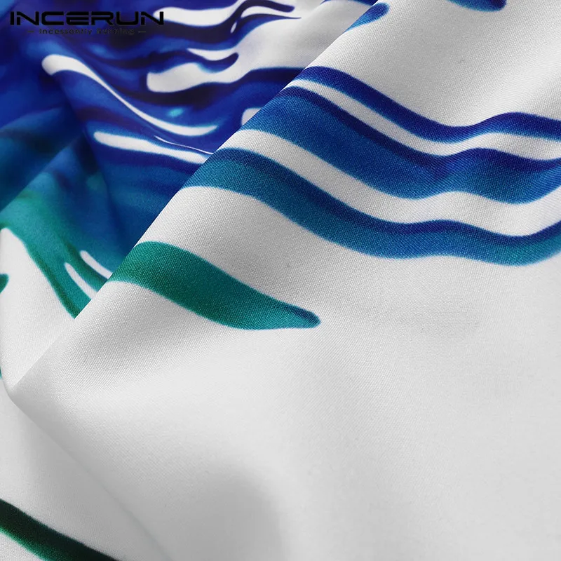 Мужская рубашка с отворотом INCERUN приталенная брендовая Повседневная длинным