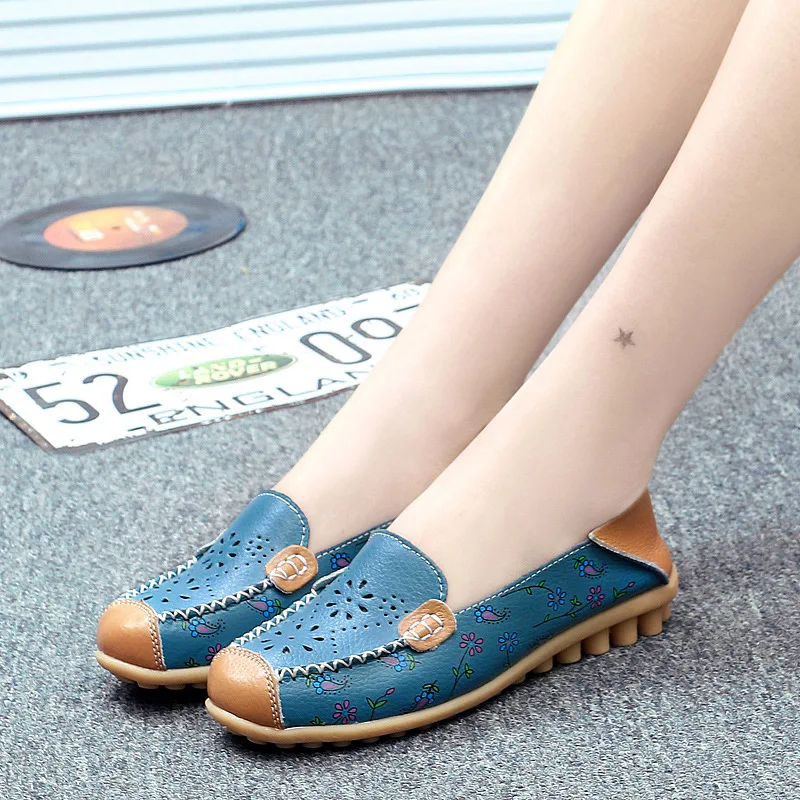 Koovan Women's Flats 2022 New Spring Autumn Mother Flowers Hollow Out Shoes Trampled Footprints Leisure Single Flat Shoes 