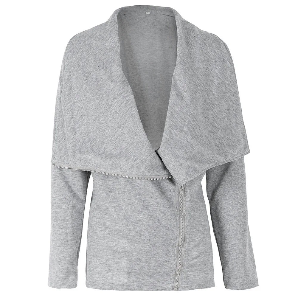 

European and beautiful women's diagonal zipper sweater 2021 spring autumn coat jacket