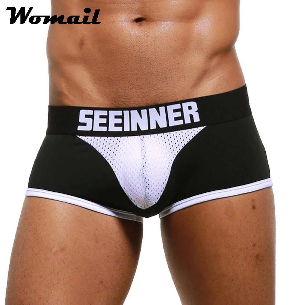 Womail мужские плавки s сексуальное нижнее белье шорты трусы сетчатые Лоскутные