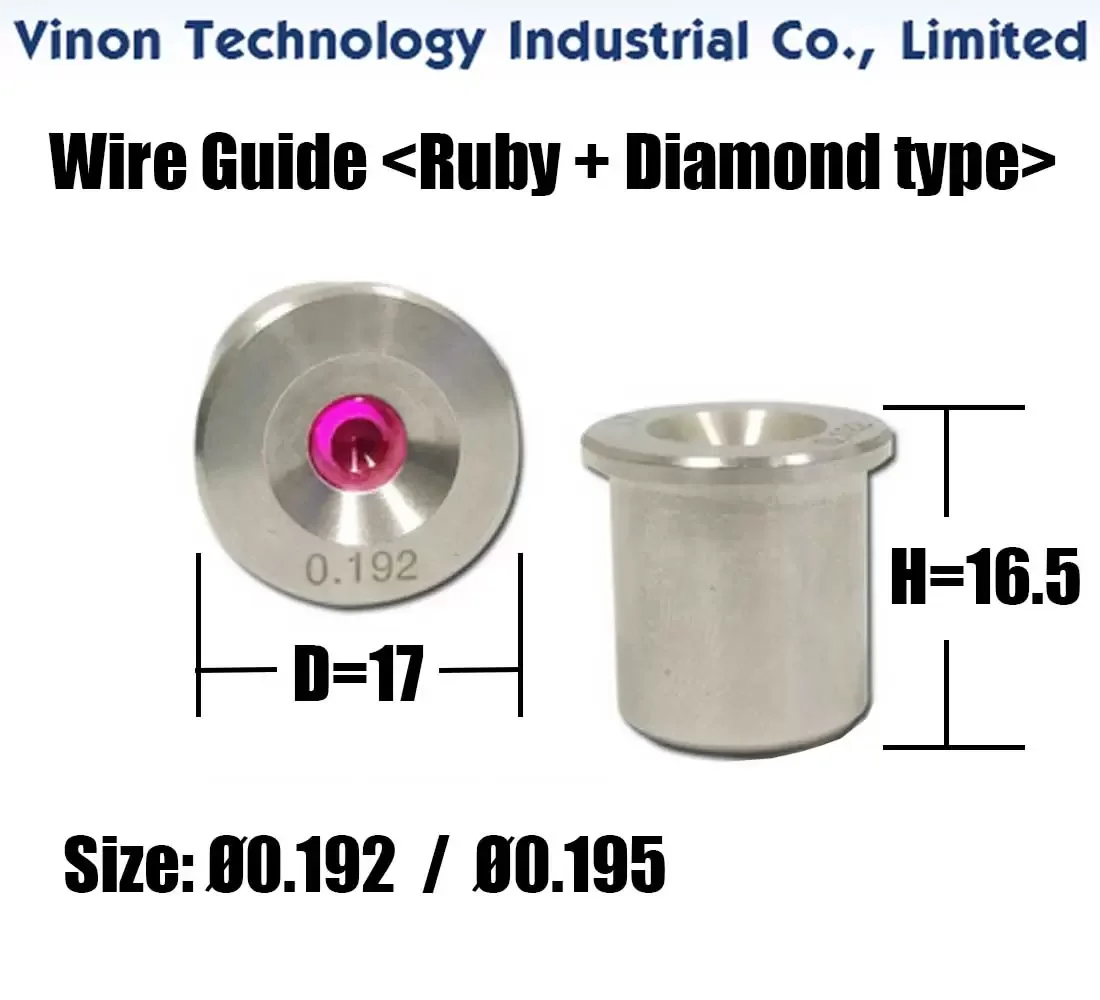 

Ø0.192, Ø0.195, Ø0.215mm EDM Parts Ruby Guide (Ruby+Diamond type) used for Beijing AGIE Medium Speed Wire Cutting Machines