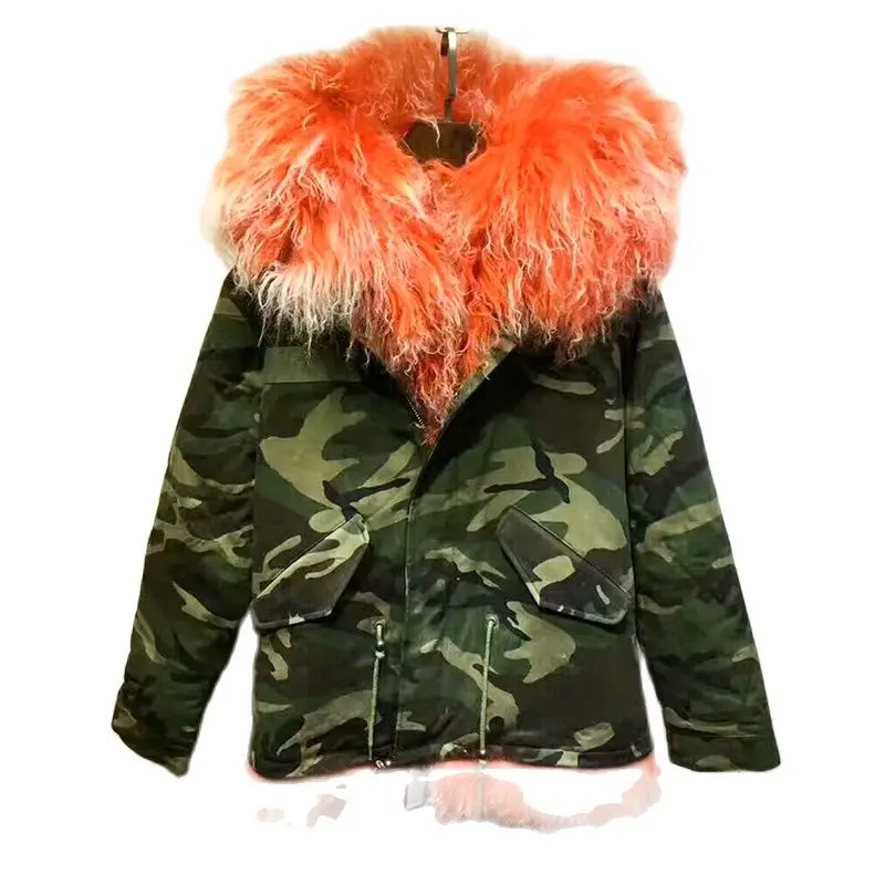 

Модная женская и Мужская Короткая Стильная парка из монгольской овечьей шерсти Женская одежда Зимнее пальто из натурального меха для дам