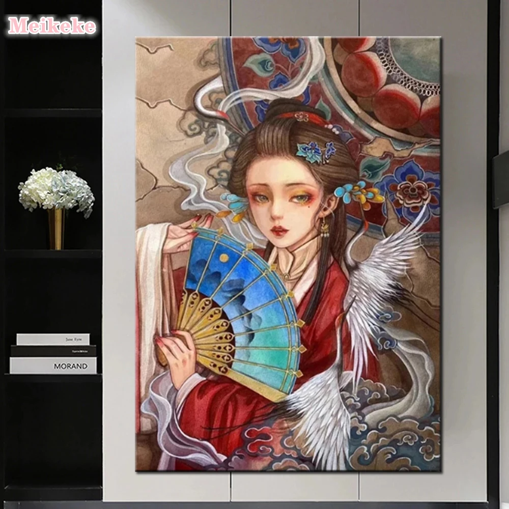 

Алмазная живопись «сделай сам», полноразмерная круглая вышивка крестиком, мозаика 5d в китайском стиле аниме для девушек, домашнее украшени...