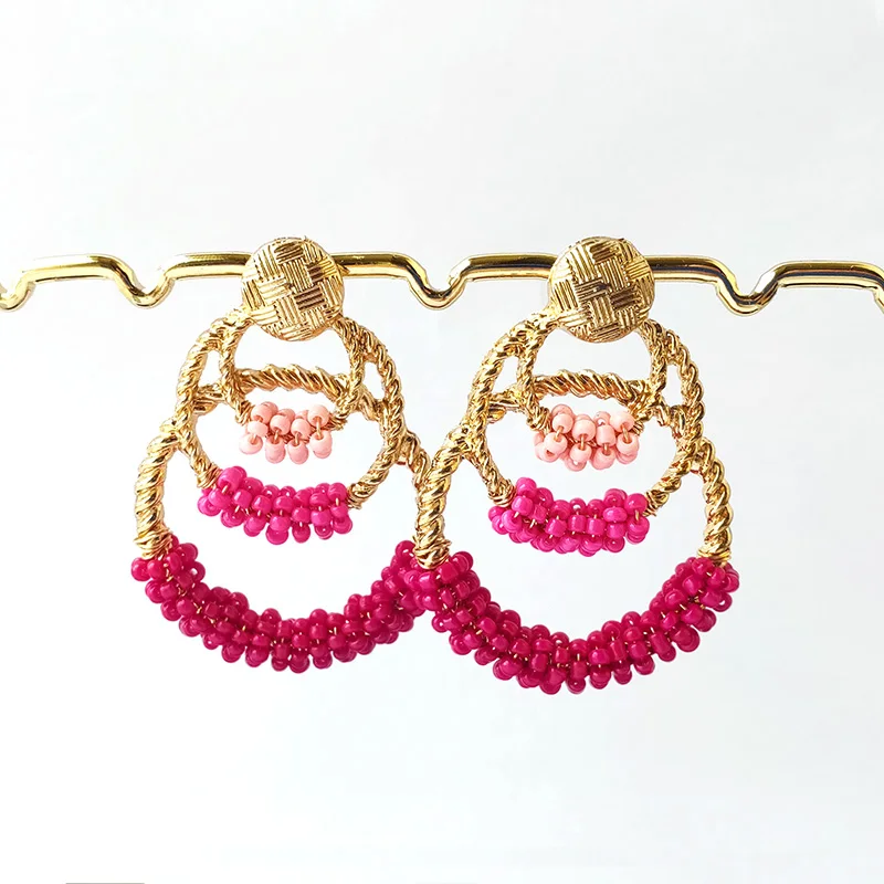 5 пар круговые женские сережки с подвесками шпагат круглые бусы серьги подвески