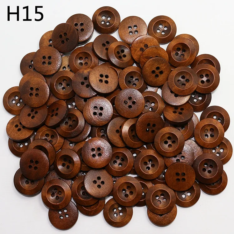 Круглая деревянная пуговица для шитья и скрапбукинга 100 шт. 11-25 мм натуральная 4