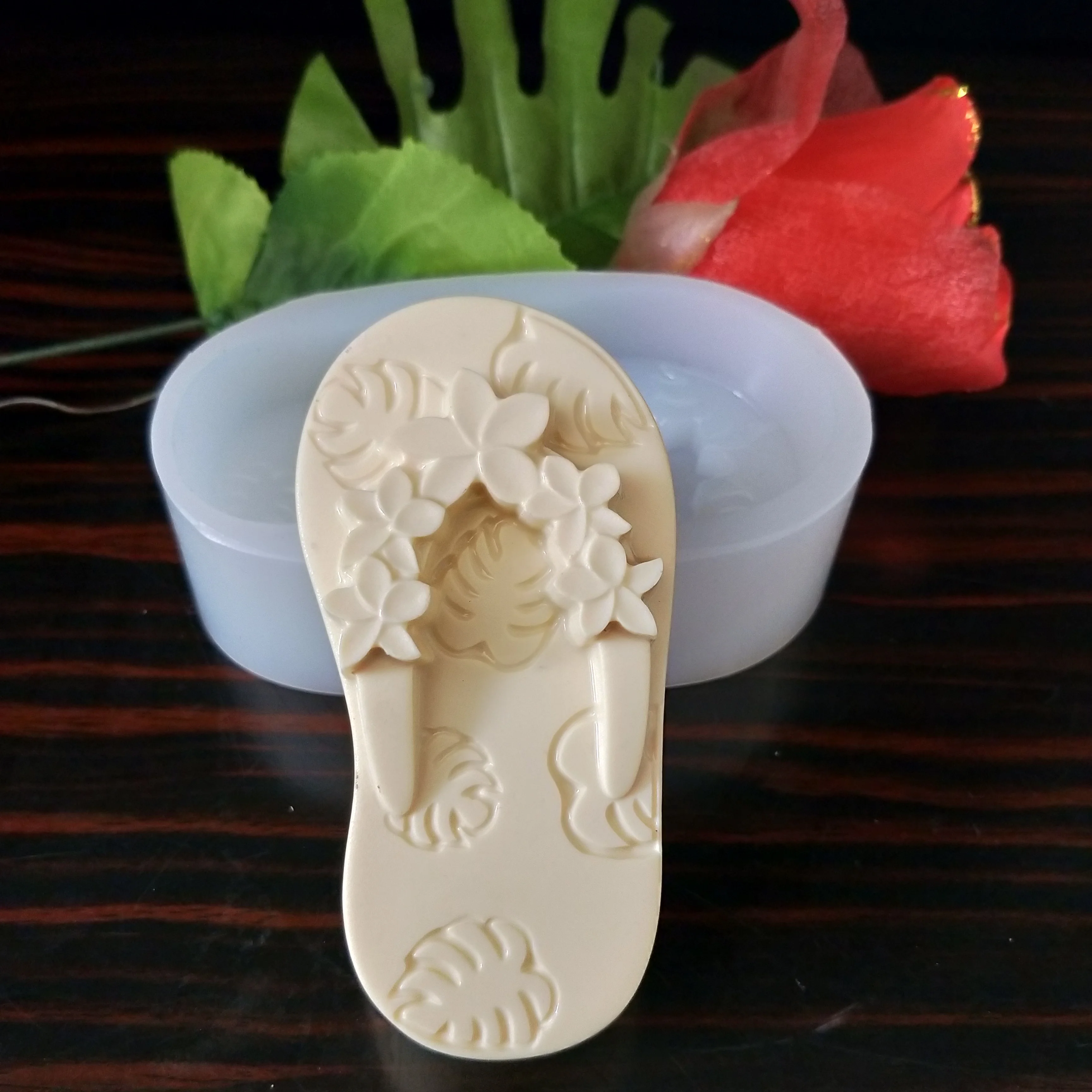 QT0219 PRZY силиконовая формочка в виде цветов Тапочки Monstera мыло для обуви Mold помадная